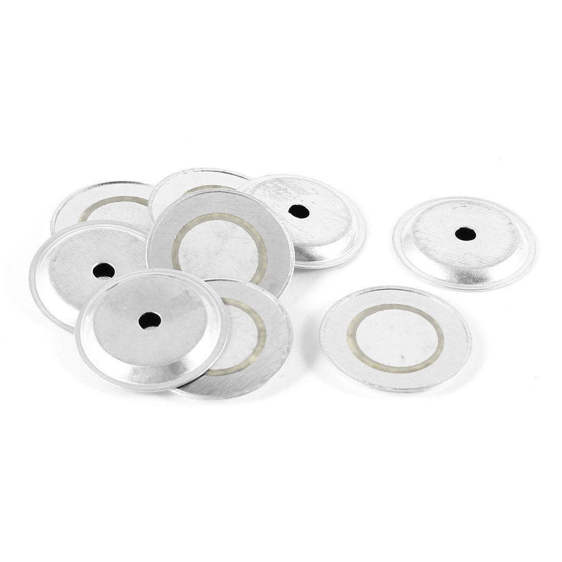 10 Pcs 27mm Silver Tone Piezoelectric Aluminium Buzzer Film Gasket