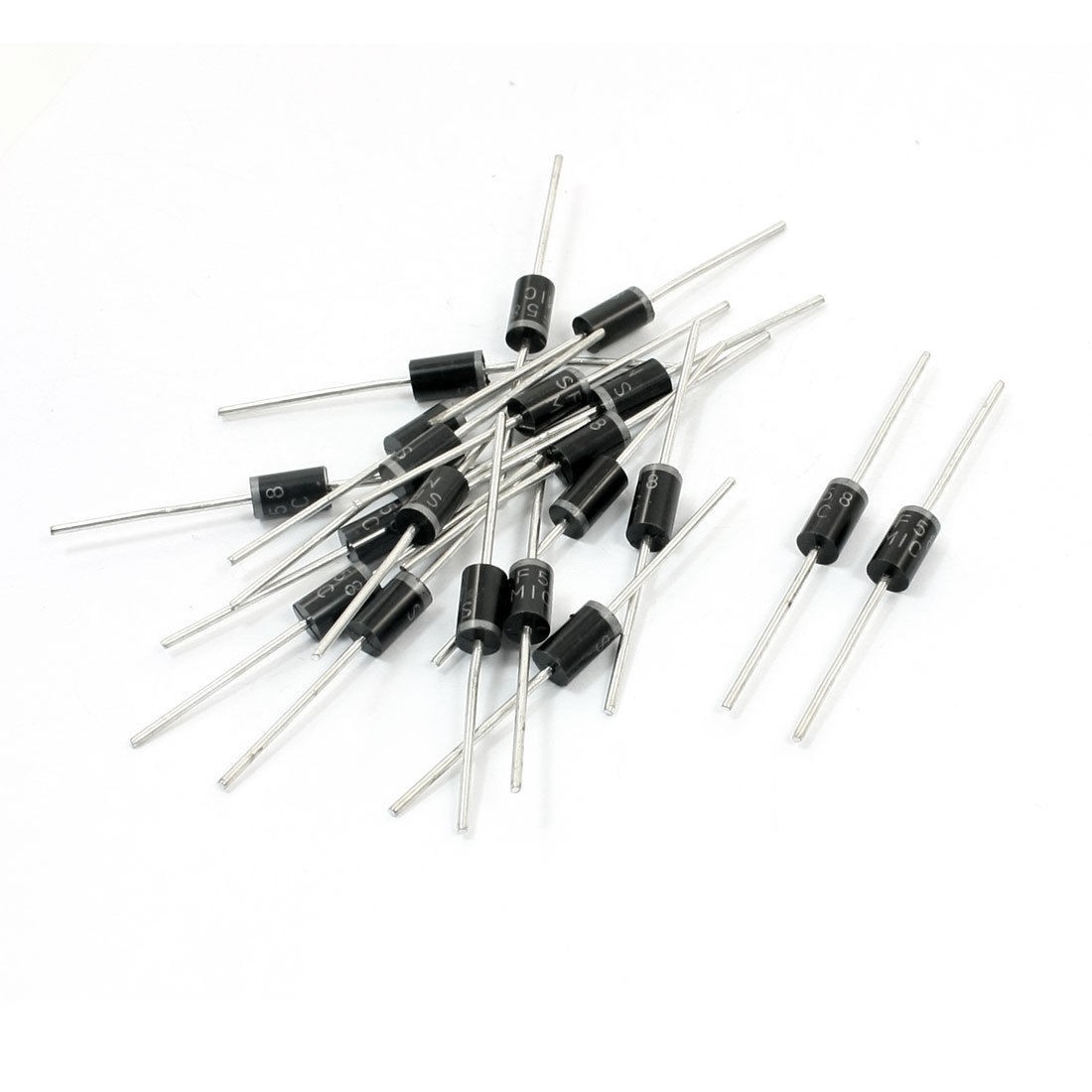20 Pcs 5mm x 9mm Cylinder Shape Super Fast Recovery Diodes 600V 5A SF58