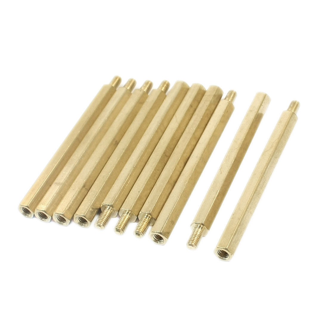 10Pcs M3 x 50mm x 56mm Gold Tone Brass Male Female Hexagon Standoff Spacer