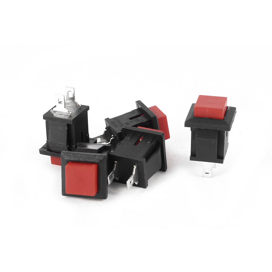 5 Pcs Red Square Top Momentary Push Button Switch AC 250V 1A 125V 2A