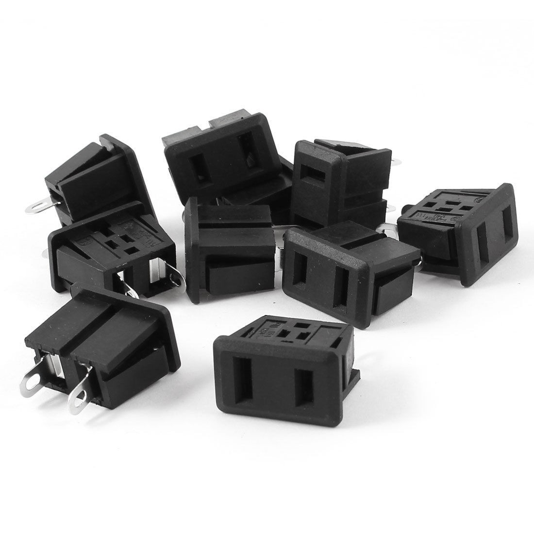 10pcs Rectangle 2 Pins Power Adapter Socket Black AC 125V 15A US Plug