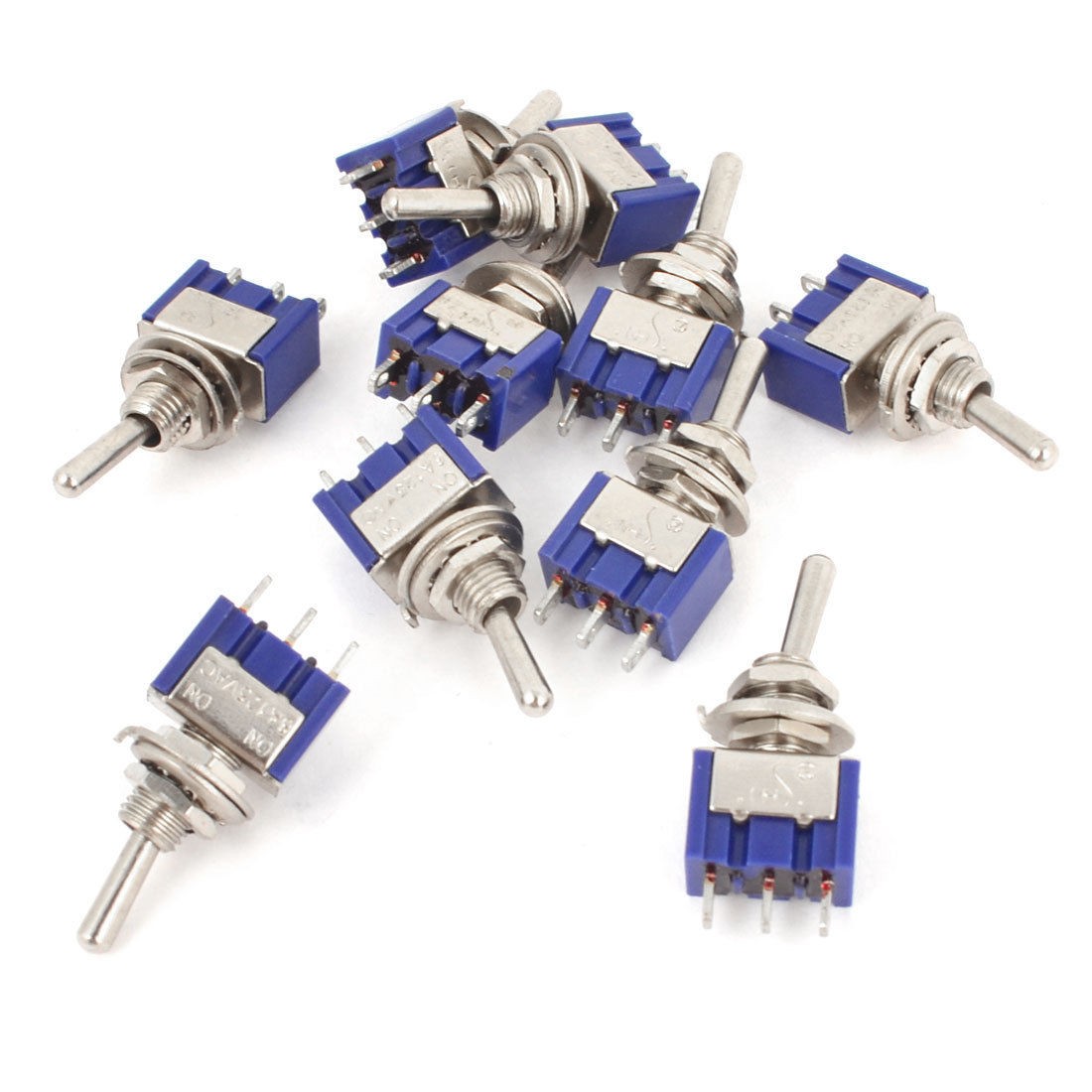 10 x Blue AC125V 6A 3 Positions ON-Off-ON SPDT Toggle Switch