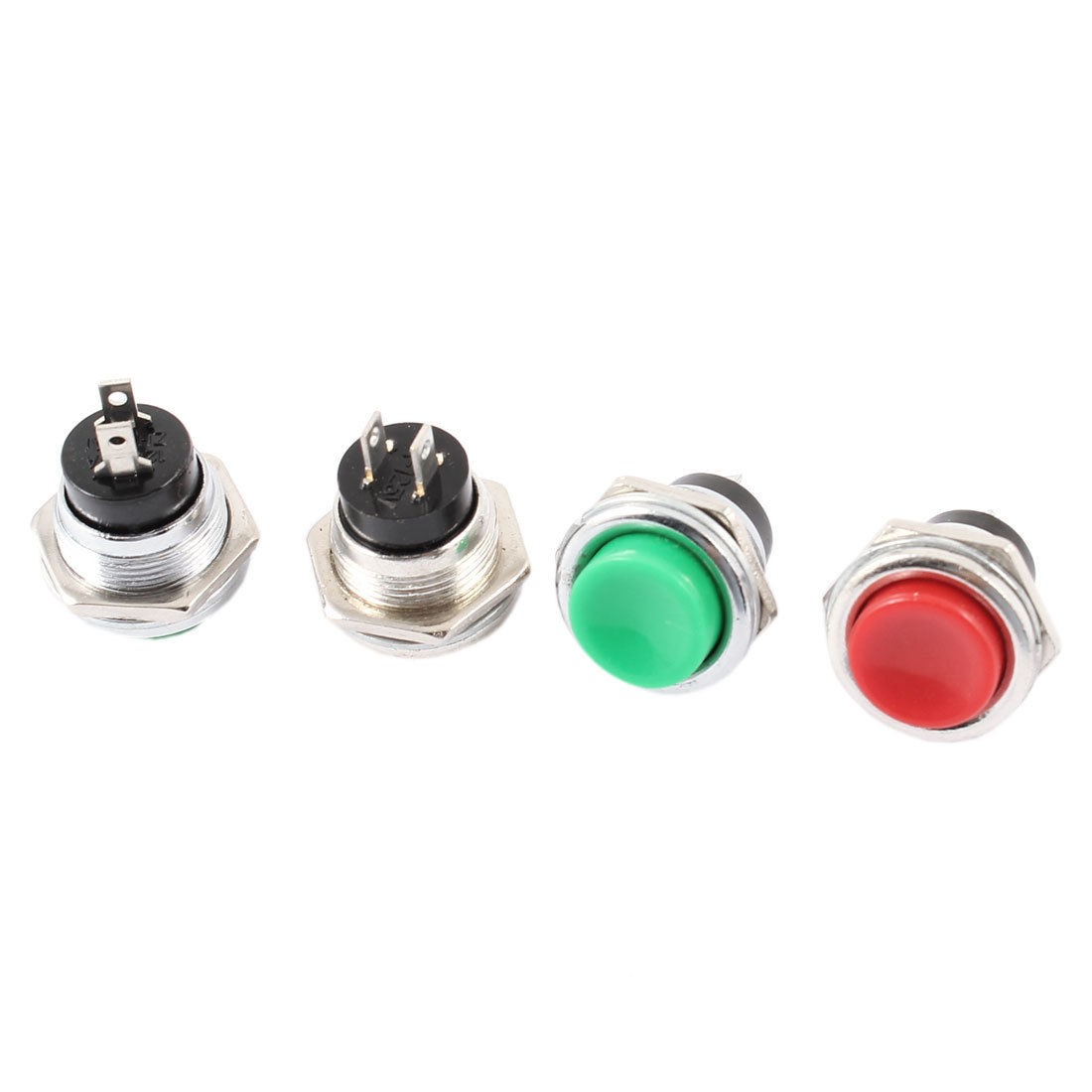 4pcs 2 Pins Green Red Head Momentary Pushbutton Switch SPST AC125V 3A/250V 1.5A