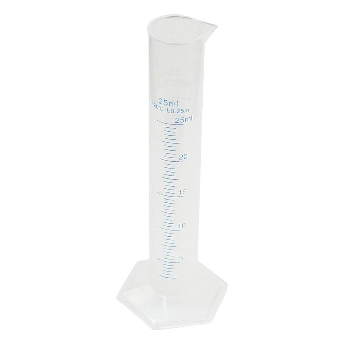Transparent Plastic Graduated Cylinder 25ml 0.25 milliliter Lab Test