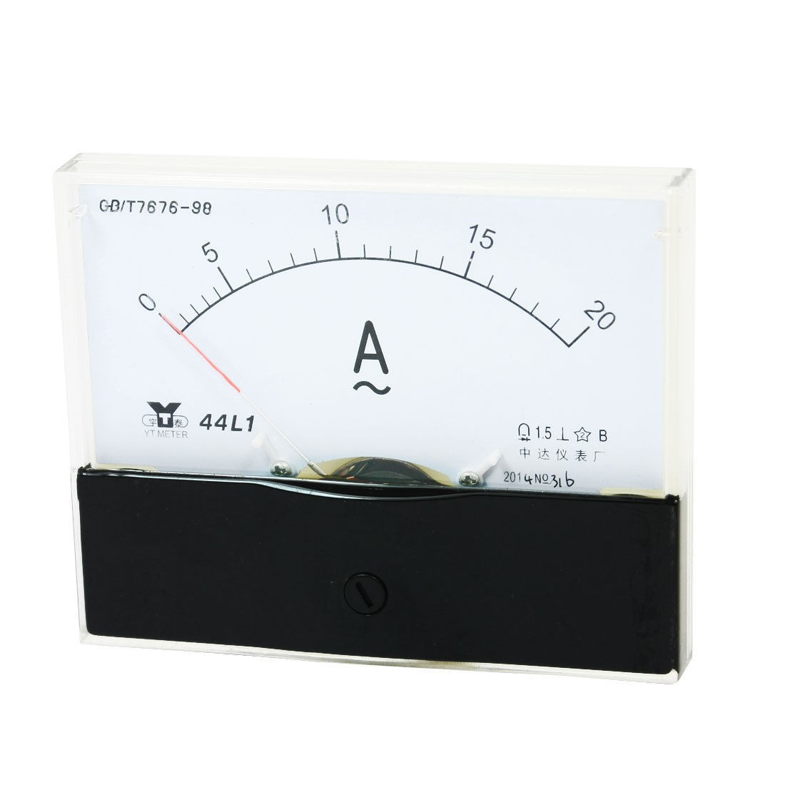44L1 AC 0 -20A Class 1.5 Accuracy Clear Rectangle Panel Analog Ammeter Gauge