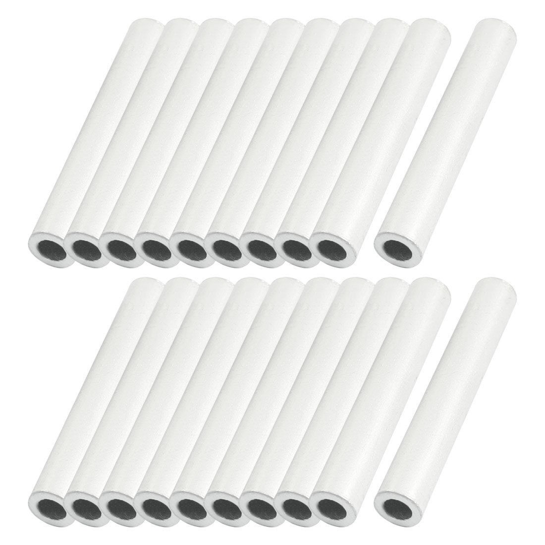 20 Pcs 8mm x 52mm Silver Tone Straight Passing Through Aluminum Connected Tubes
