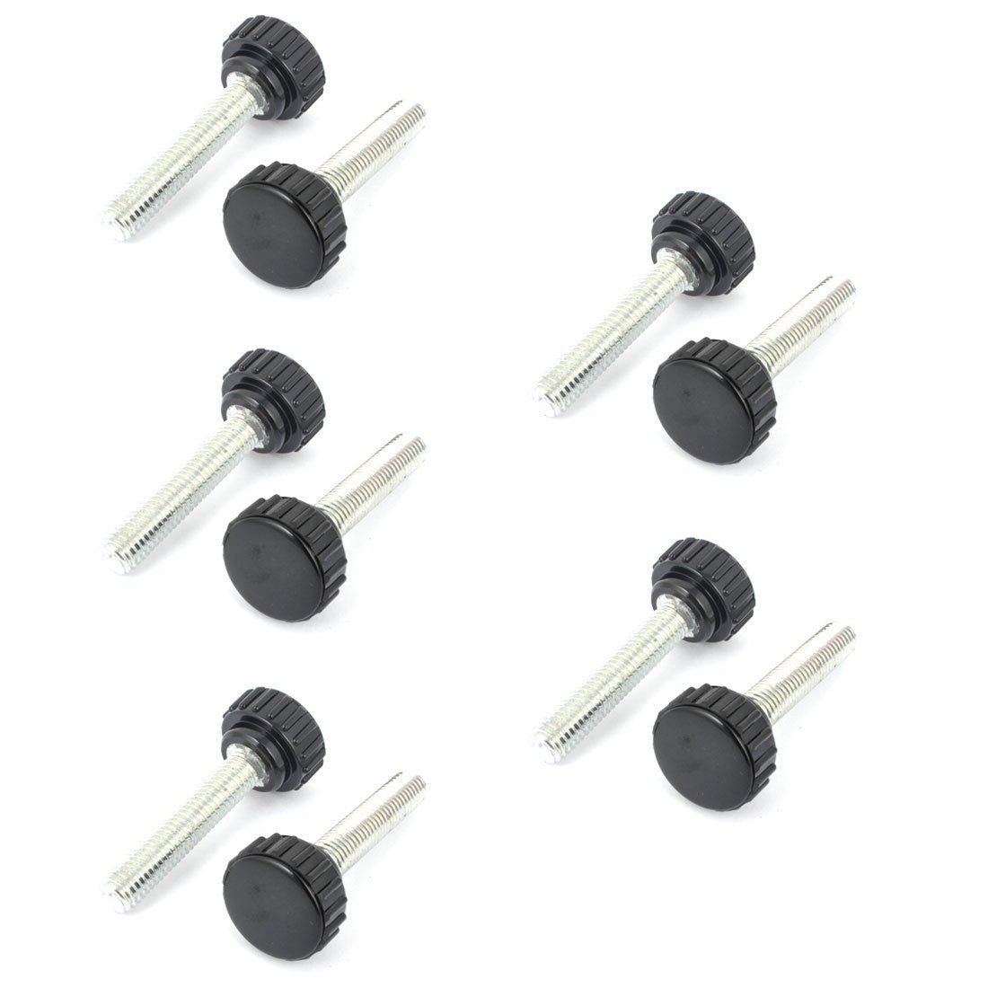 Black Head 8mm Diameter Male Thread Screw On Type Clamping Knob 10 Pcs