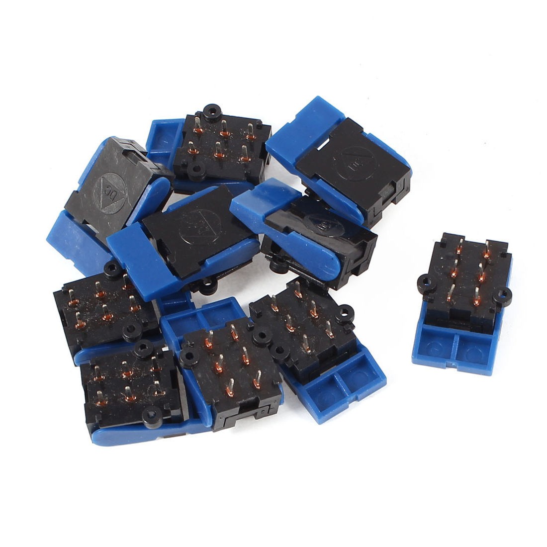 10 Pcs 6 Pin PCB Mount Telephone Silence Hook Switch Black Blue