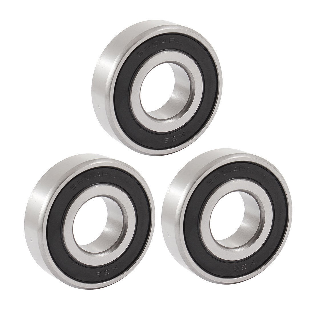 6204RS 46mm x 21mm x 13mm Single Row Deep Groove Ball Bearing 3 Pcs