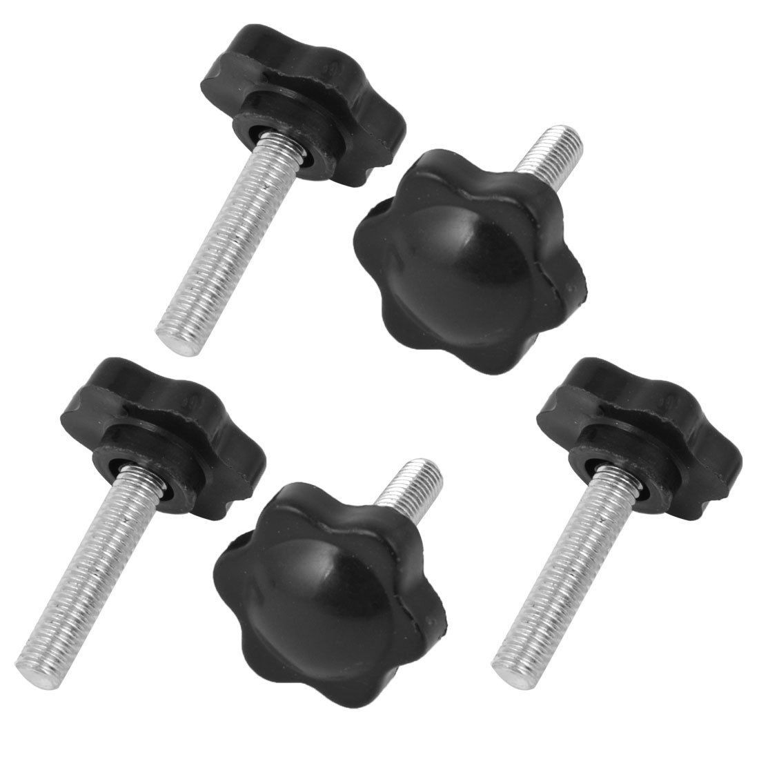 M6x25mm Male Thread 25mm Star Head Dia Screw On Type Clamping Knob 5 Pieces