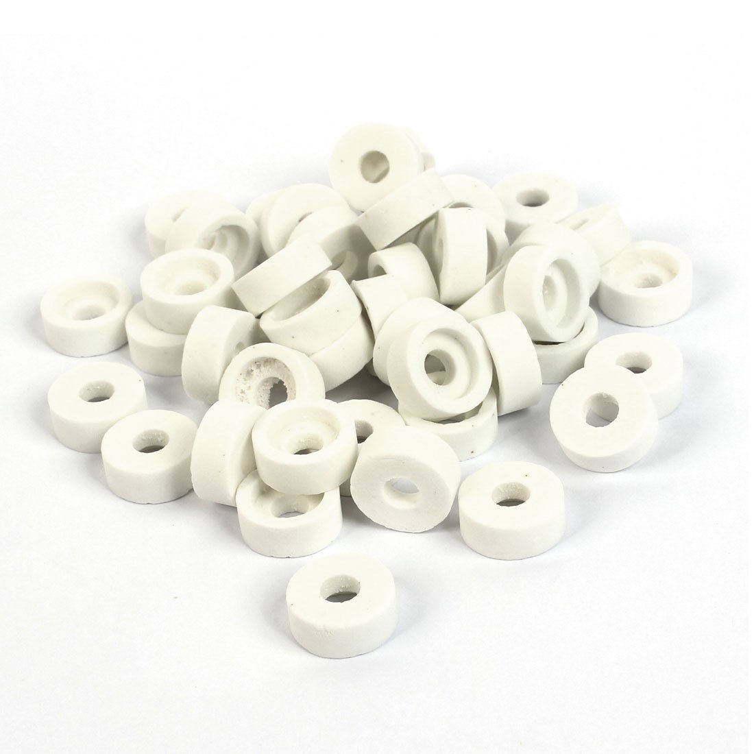 White 15mm OD 6mm Height Round Ceramic Insulation Protection Tube 50 Pcs