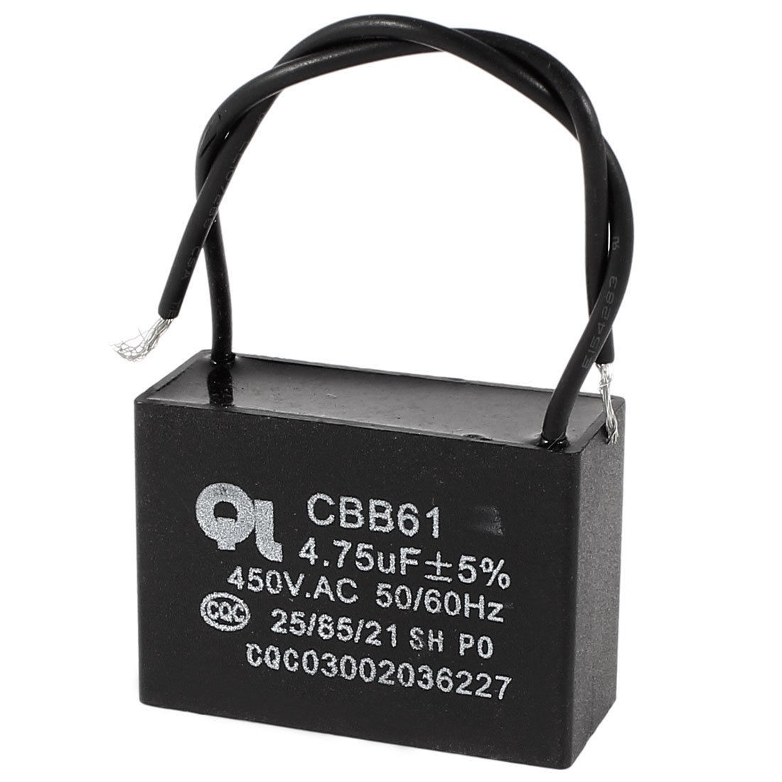 AC 450V 4.75uF 5% Dual Wired Metalized Polypropylene Film Motor Capacitor Black