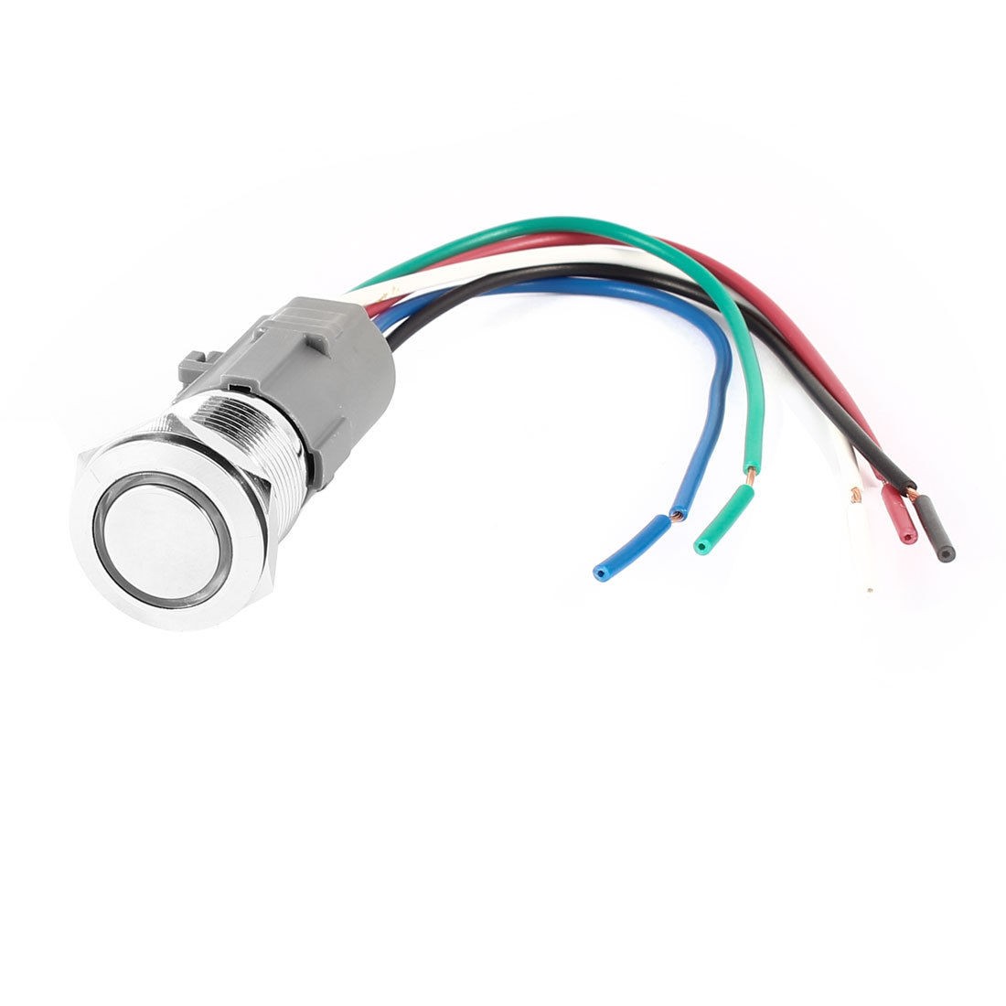 Flat Head SPDT 19mm 12V Orange Pilot LED Lamp Metal Locking Push Button Switch