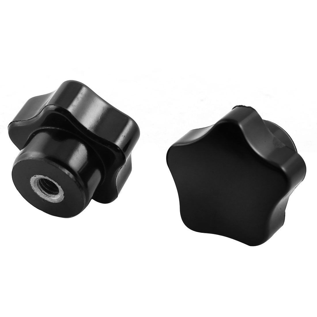 20pcs M6 6mm Female Thread Dia Screw On Type Star Knob Black
