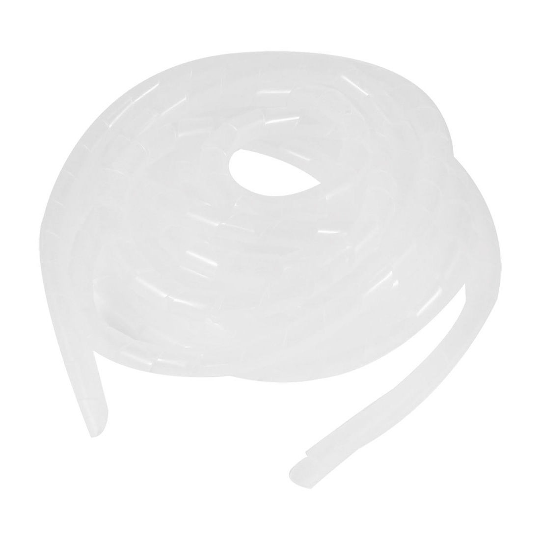 14mm Outside Dia 6.3M PE Polyethylene Spiral Cable Wire Wrap Tube Clear White