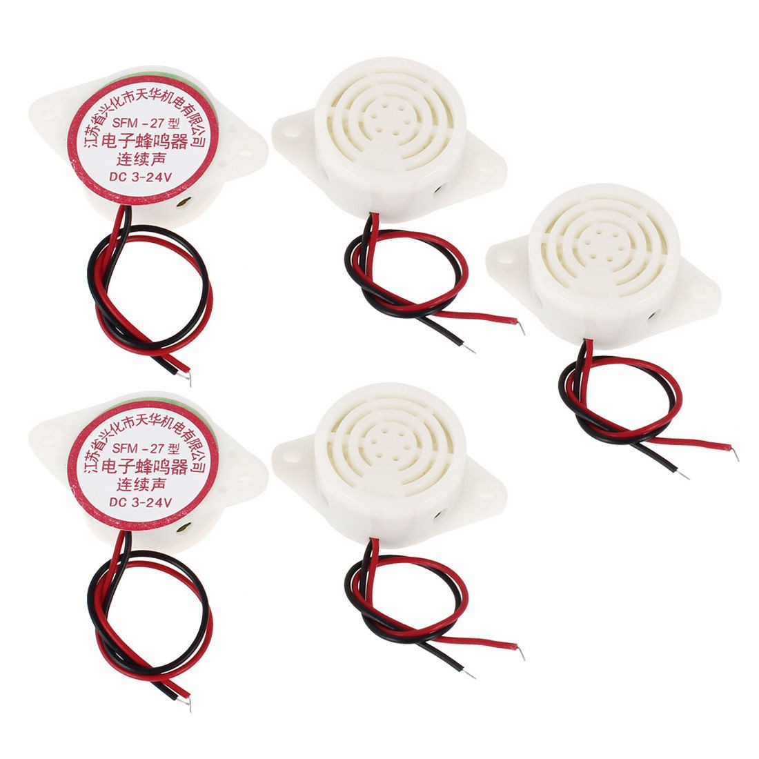 5 Pcs DC 3-24V 2 Wire Industrial Continuous Sound Electronic Buzzer 90dB