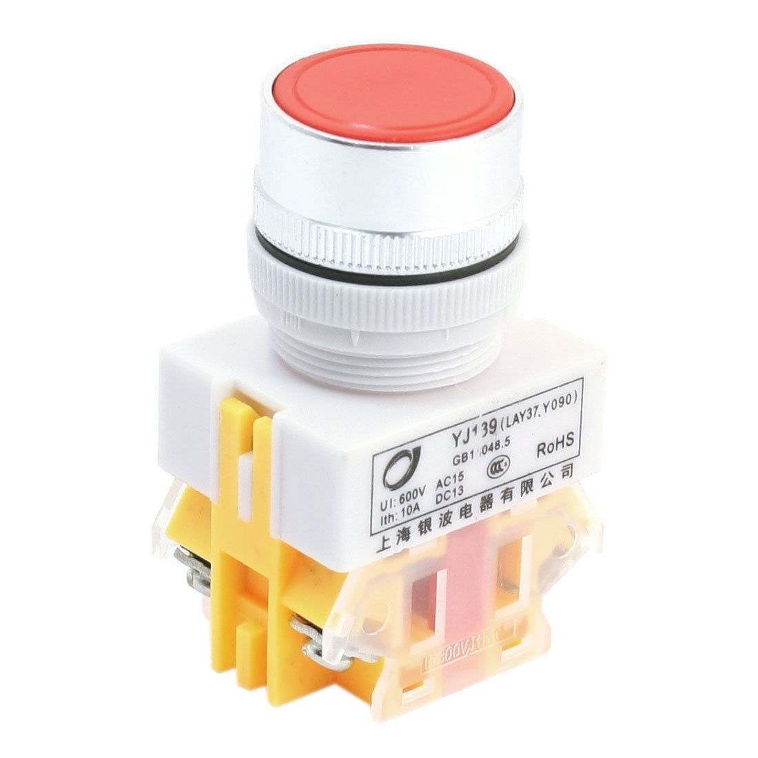 600V 10A 4 Terminal Momentary Power Control Red Push Button Switch NO NC