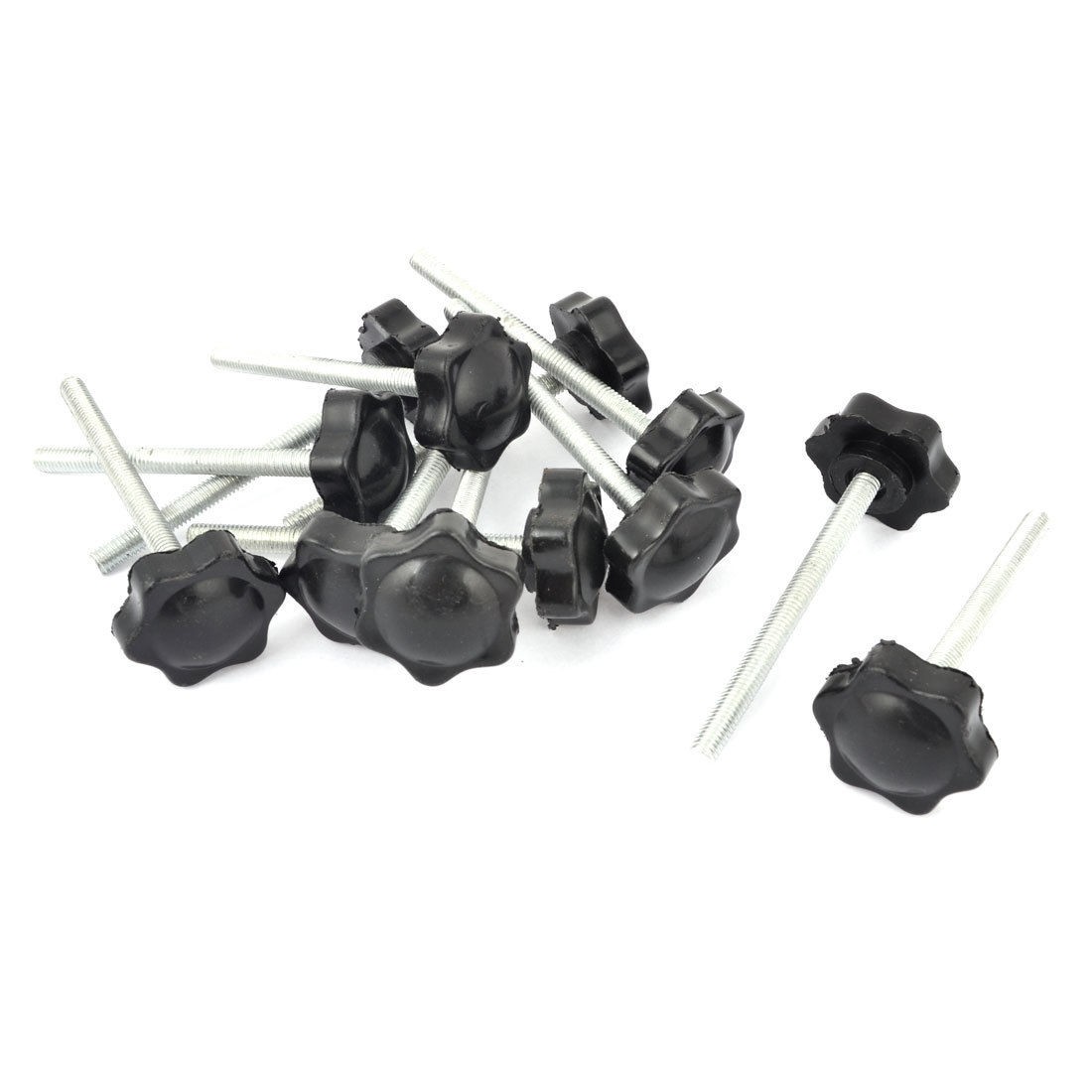 M6 x 70mm Male Thread 32mm Star Head Dia Screw On Type Clamping Knob 12Pcs