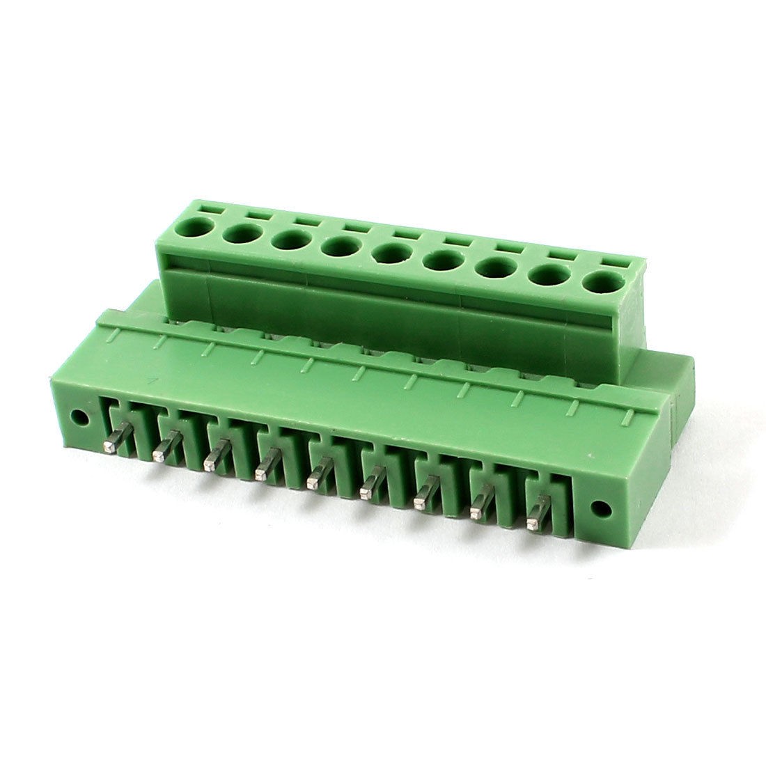 Pair 300V 10A 5 08mm Pitch 9 Pin Screw Plug in Terminal Block Green