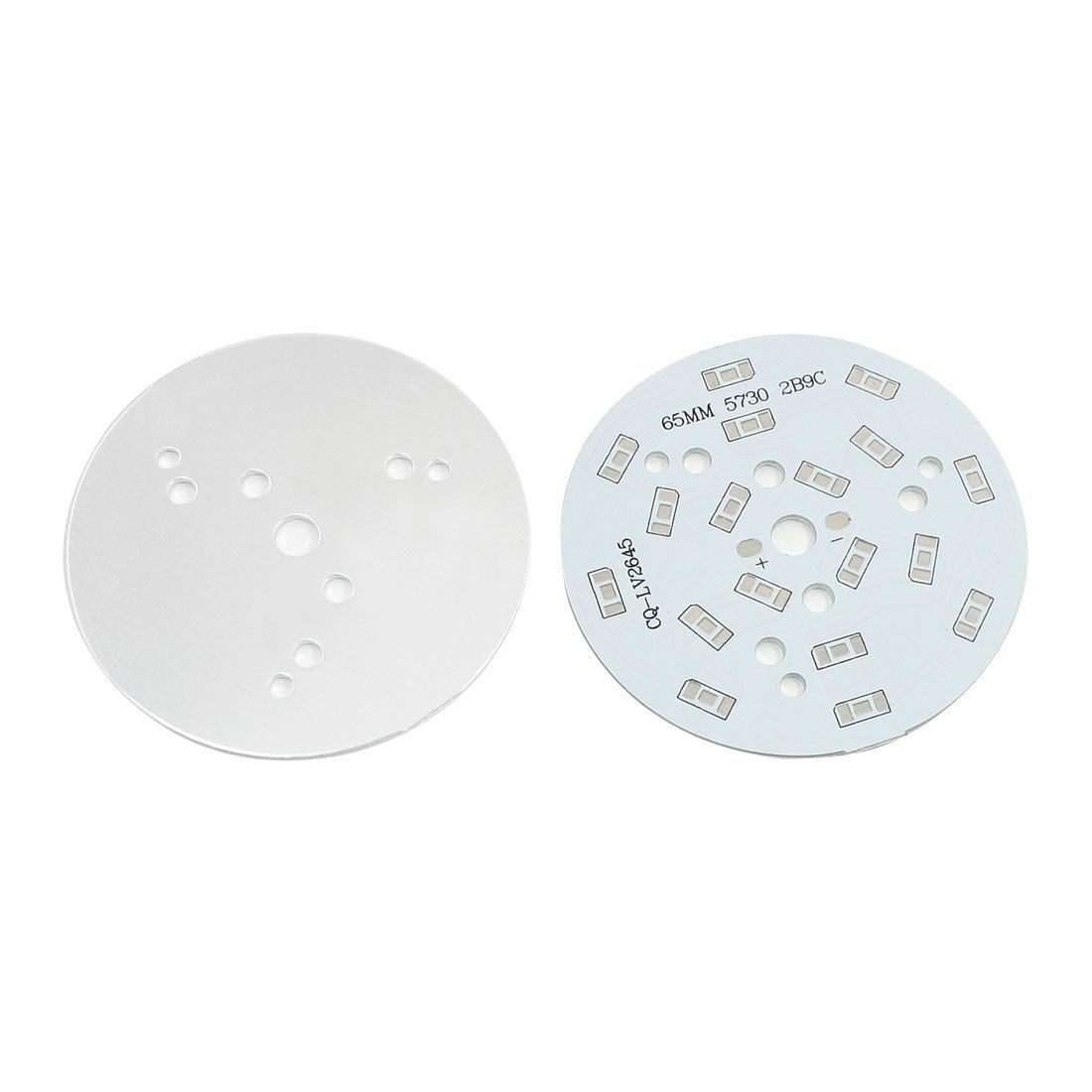 2Pcs 65mm Circle Aluminum PCB Circuit Board for 18 x 1/2W 5730 SMD LED in Series