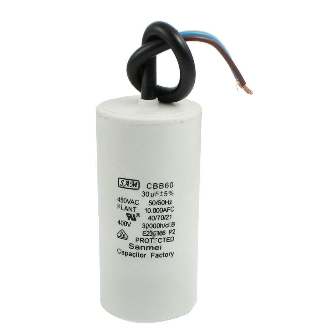 CBB60 AC 450V 30uF Capacitance Motor Running Capacitor w Cable