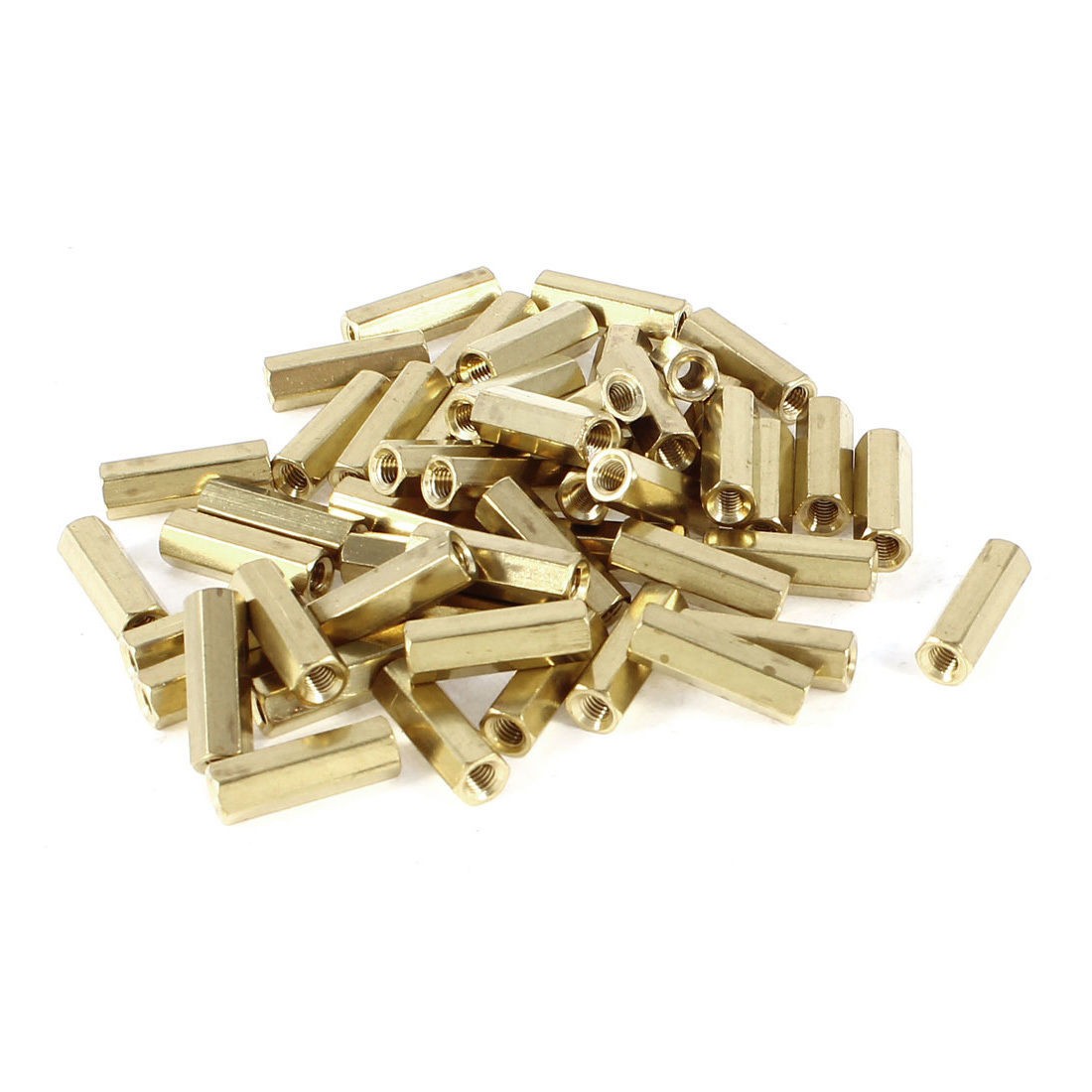 50 Pieces M3 Female Threaded PCB Brass Standoff Spacer 15mm High Gold Tone M3X15