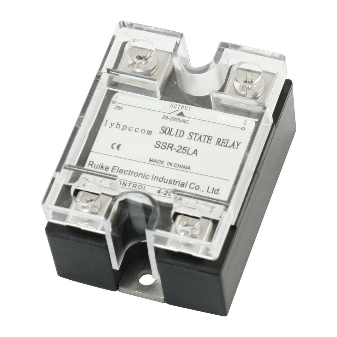 4-20mA Input AC 28-280V 25A Output Single Phase Clear Cover Solid State Relay