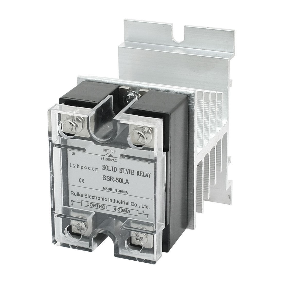 4-20mA to AC 28-280V 50A Aluminum Heat Sink Solid State Relay w Clear Cover