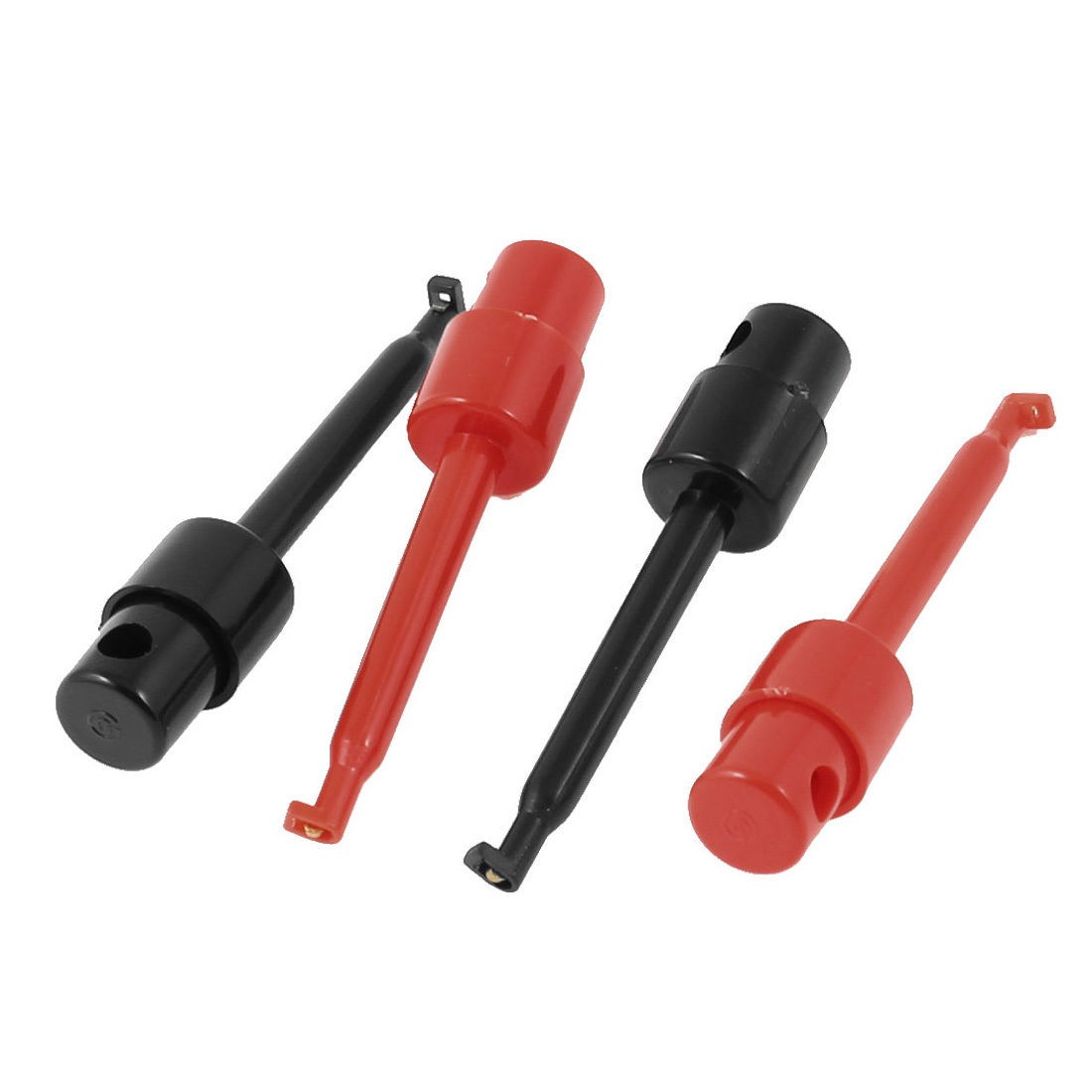 Red Black Plastic Electrical Testing Lead Wire Hook Clip Connector 4 Pcs