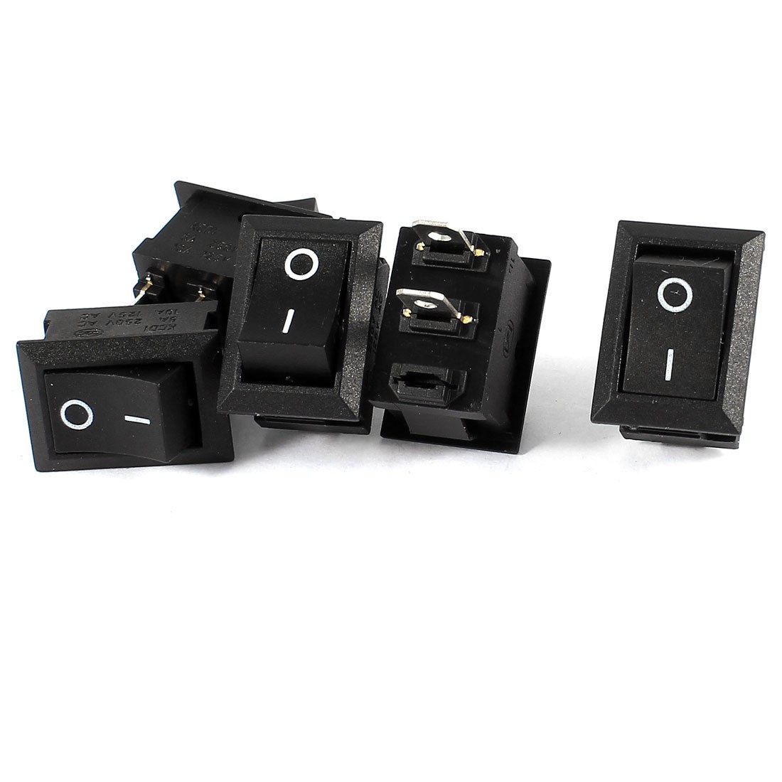 5 Pcs KCD1-101 SPST ON/OFF AC 250V/6A 125V/10A Power Rocker Switches Black