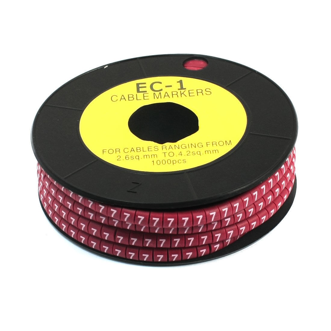 1000Pcs EC-1 Red Flexible PVC Letter 7 Print Wire Cable Markers 2.6-4.2mm2