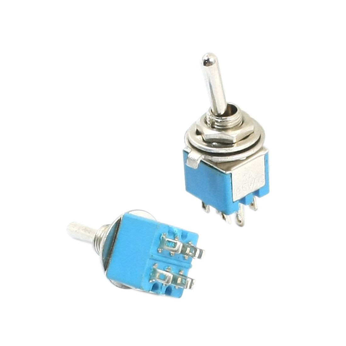 DPDT ON/ON 2 Position 6 Pin Circuit Control Toggle Switch AC 125V 3A Blue 2pcs