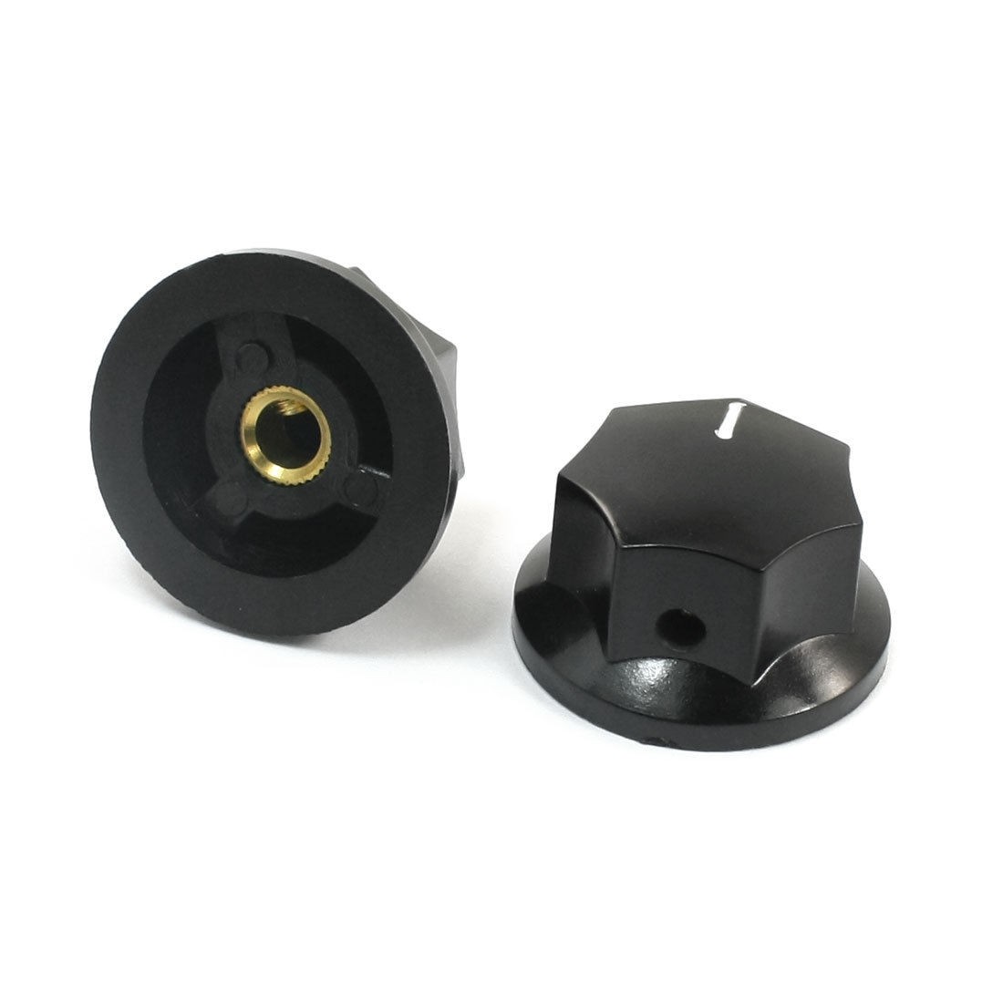 6mm Shaft Hole White Mark Rotary Potentiometer Control Knob 33x17mm 2 Pcs