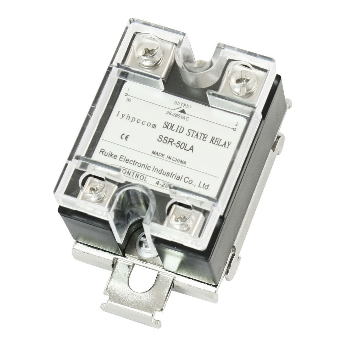 4-20mA to AC 28-280V 50A Single Phase Solid State Relay w Bracket Socket