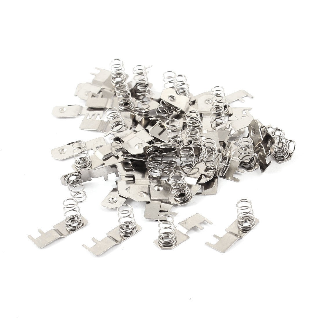 30Pcs Metal AAA Batteries Spring Lamination Plate Silver Tone