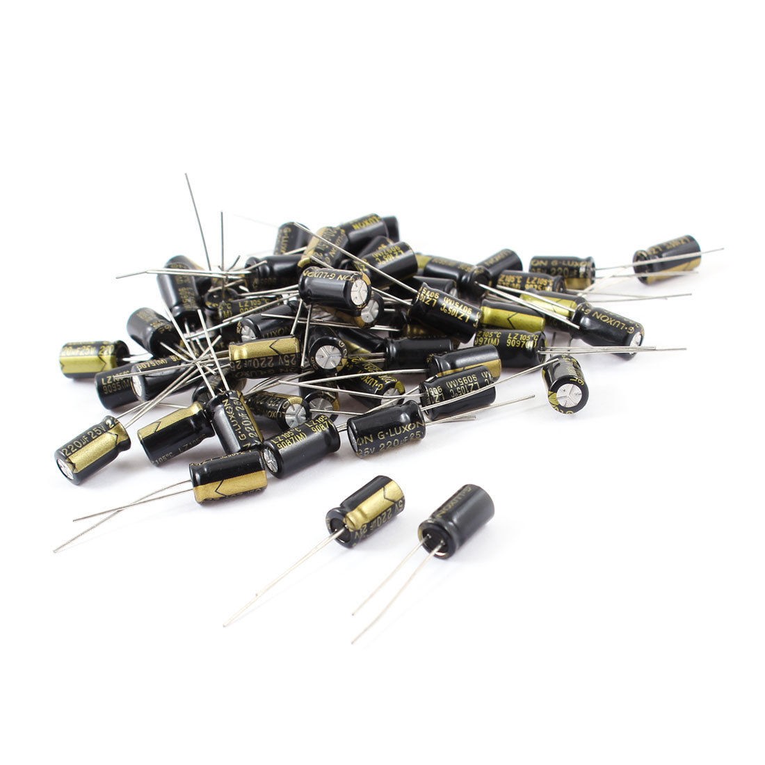 50 Pcs 220uF 25V Radial Aluminnum Electrolytic Capacitors 6mm x 11mm