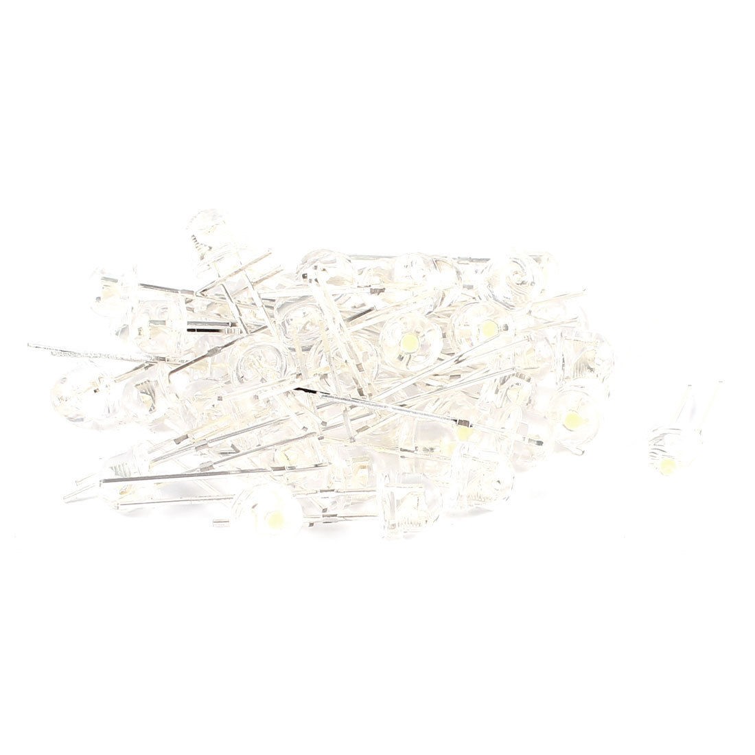 50 Pieces Clear Straw Hat 5mm White Blue LED Light Emitting Diodes DC 2.5-3.0V