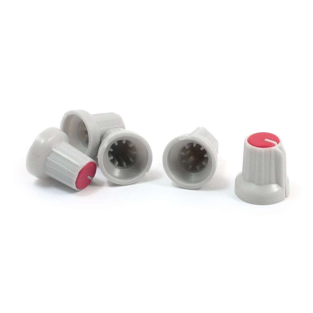 5Pcs 6mm Knurled Shaft Stereo Radio Potentiometer Volume Knob Cap Gray