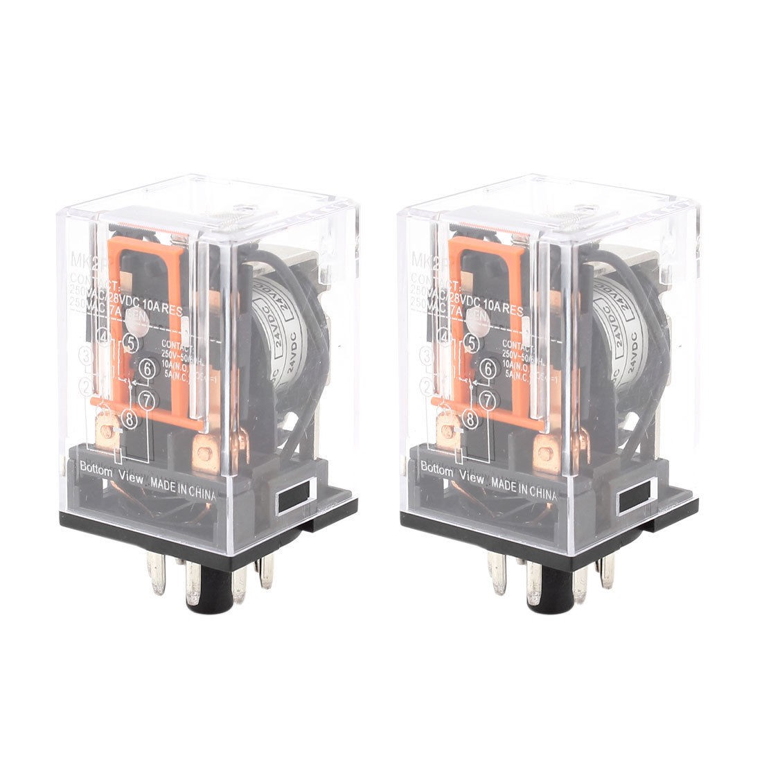 Motor Control 8 Pin DPDT DIN Rail Electromagneti<wbr/>c Relay DC 24V Coil 2 Pcs