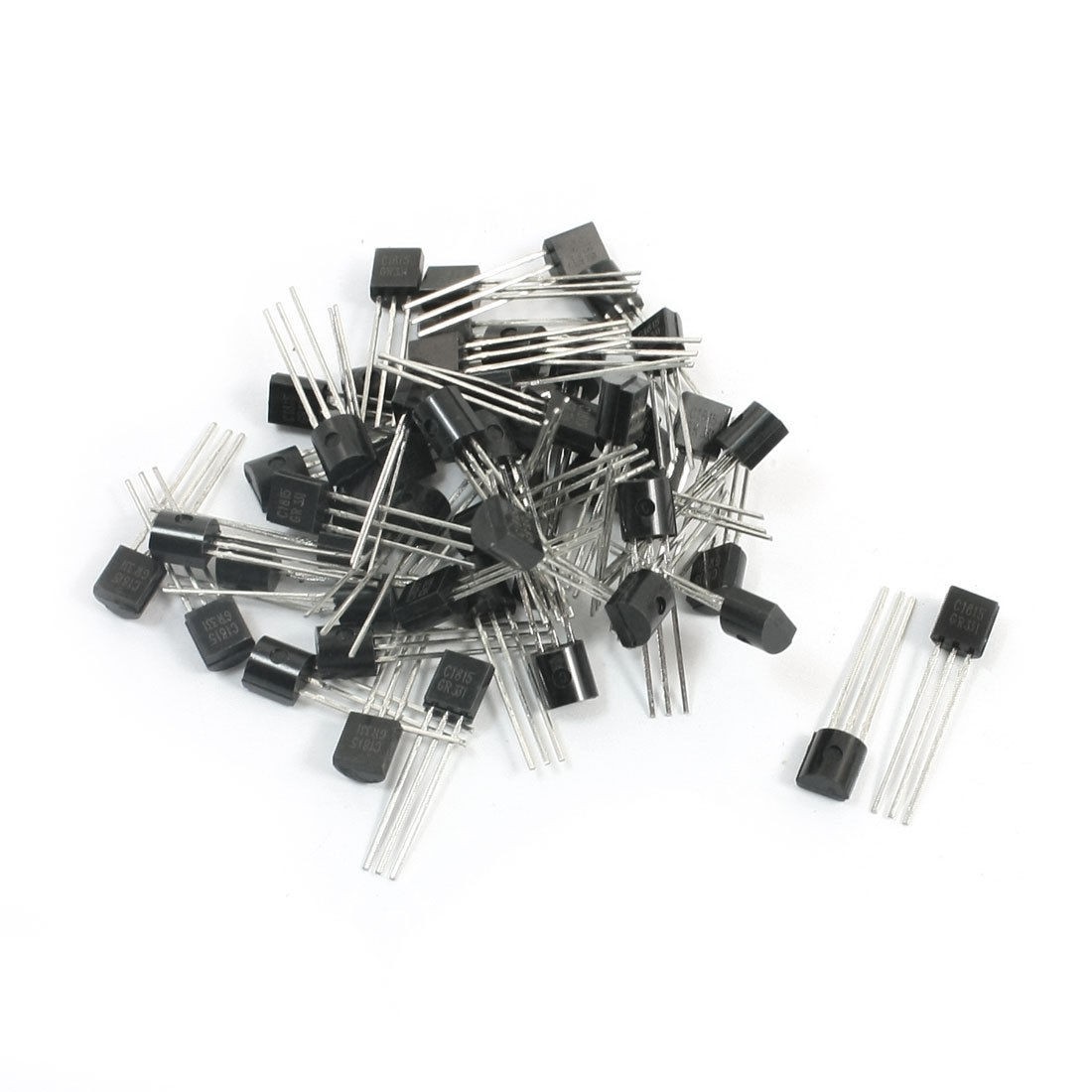 50 Pcs C1815 TO-92 NPN 3 Pins PCB Through Hole Bipolar Transistor 60V 0.15A