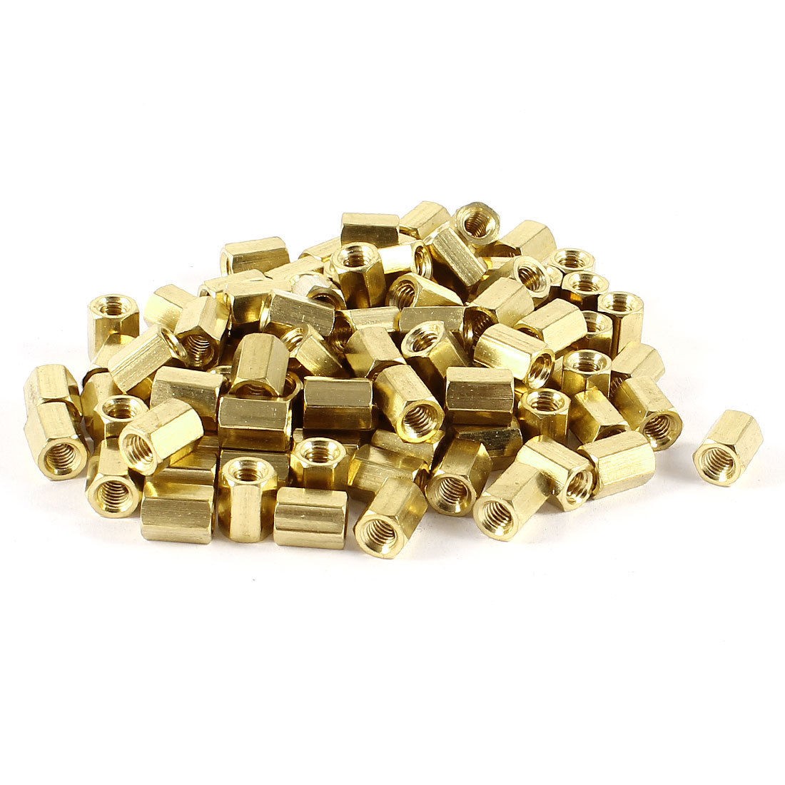 100 Pieces M4 Female Threaded PCB Brass Standoff Spacer 8mm High Gold Tone M4X8
