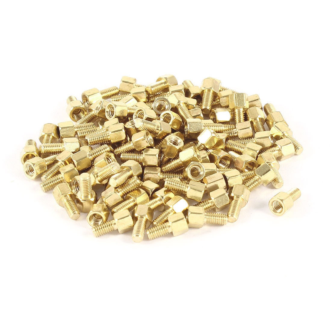 M3 Male to Female Threaded 4mm 6mm PCB Spacer Stand Off 10mm Gold Tone 100 Pcs
