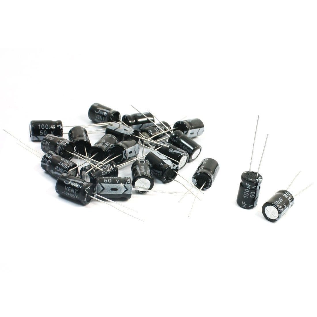 21 Pcs Polarized Radial Aluminum Electrolytic Capacitors 100uF 50V 8mm x 12mm