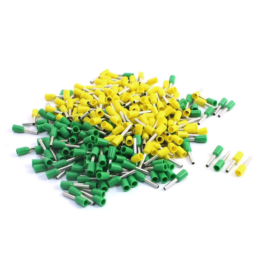 380pcs E1008 Yellow Green Plastic Sleeve Pre Insulate Ferrules for 18AWG Wire