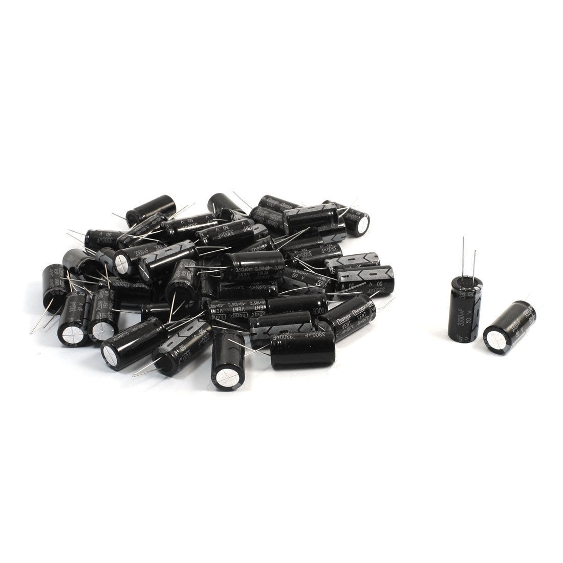 50Pcs Black 3300uF 50V 105 Degree Celsius Radial Electrolytic Capacitors