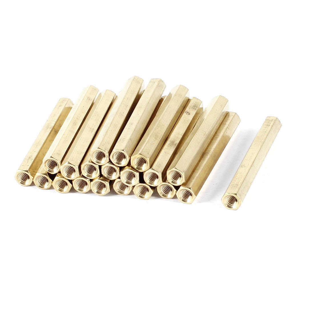 20 Pieces M4 Female Threaded PCB Brass Standoff Spacer 50mm High Gold Tone M4X50