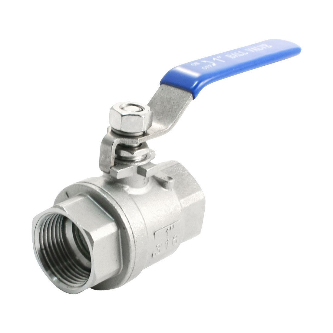 On-Off 1PT Dia Female Thread Full Port Silver Tone Metal Ball Valve Fitting