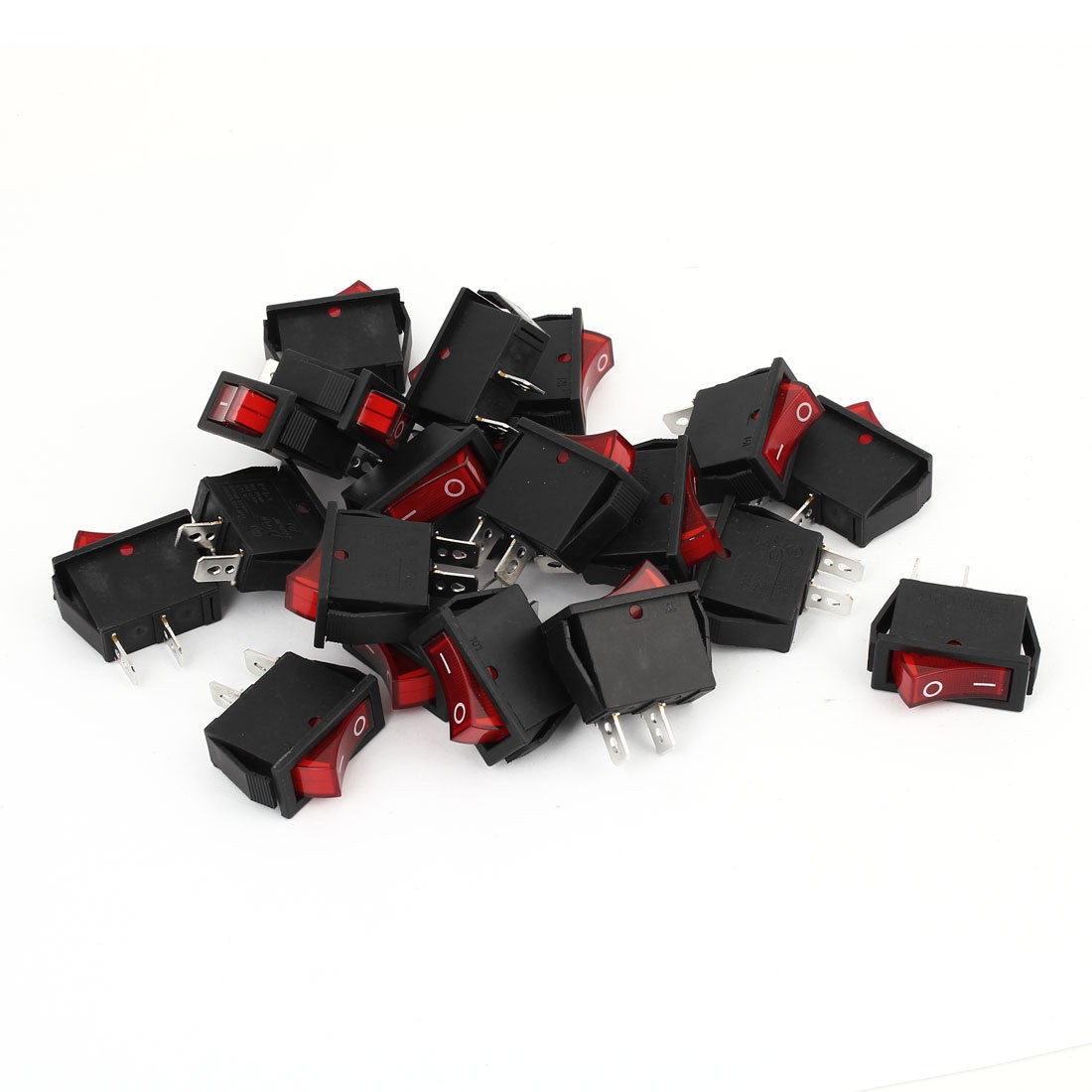 AC 15A/250V 20A/125V Red Light Illuminated SPST ON/Off Boat Rocker Switch 20Pcs
