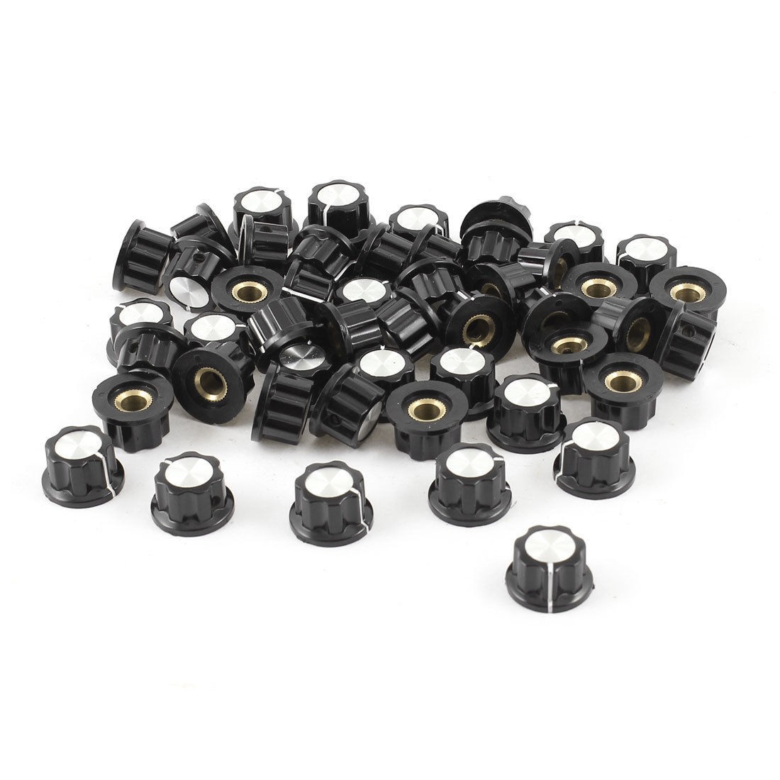 50pcs 5mm Round Shaft Insert Dia Potentiometer Knobs Caps Black