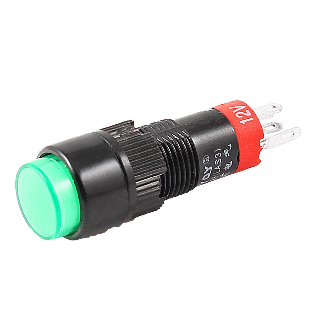 DC 12V SPDT 5 Pin Terminal Green Indicator Press Pushbuttom Switch